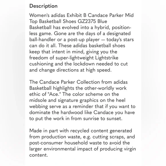 Women's adidas Exhibit B Candace Parker Mid Top Basketball Shoes Sz 8.5M NWT - Picture 12 of 13